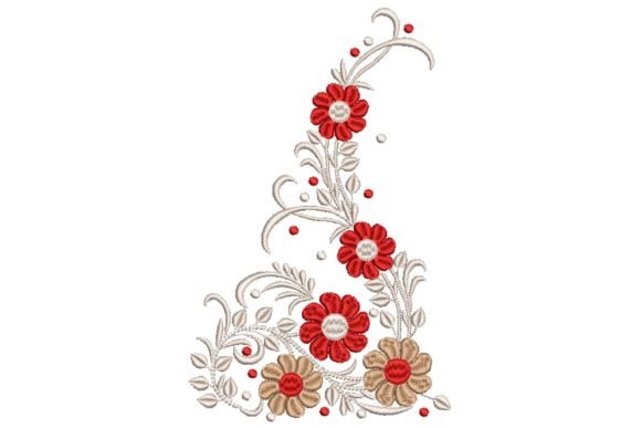 Decorative Floral Corner for Premium Sweatshirt Embroidery