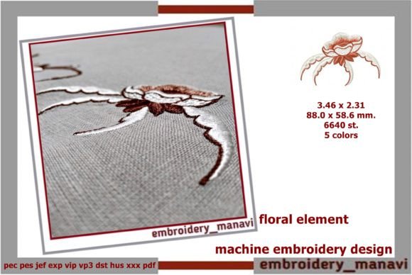 Floral Element Embroidery Design