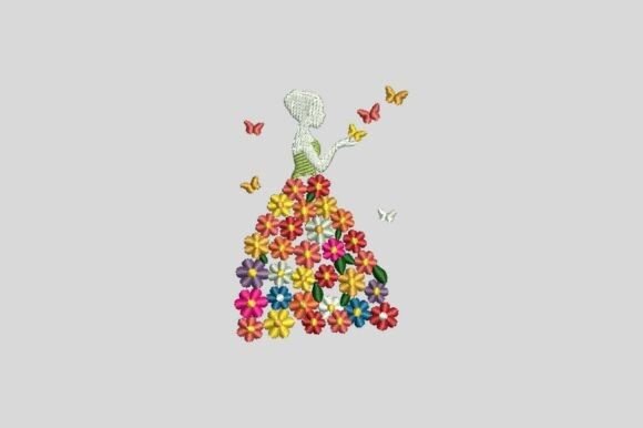Floral Girl Embroidery Design