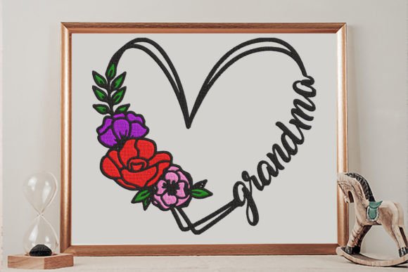 Grandma Sign and Floral Doodle Heart Review: A Whimsical Embroidery Design for Personalized Gifts
