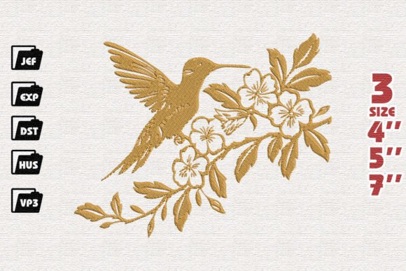 Hummingbird Floral Embroidery