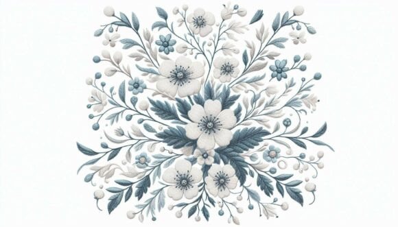 White Floral Embroidery Pattern